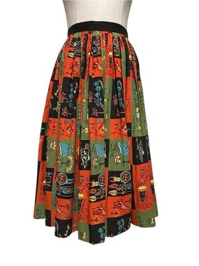 Vintage 50s Koret of California Jungle Print Circle Skirt XS/S MCM Rockabilly